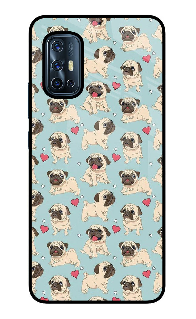 Pug Dog Vivo V17 Glass Case Back Cover by Casekaro
