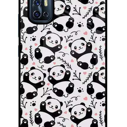 Cute Panda Vivo V17 Glass Case Back Cover by Casekaro