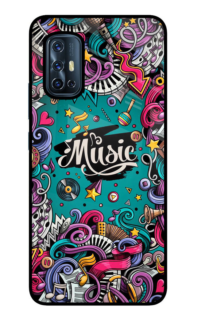 Music Graffiti Vivo V17 Glass Case Back Cover by Casekaro