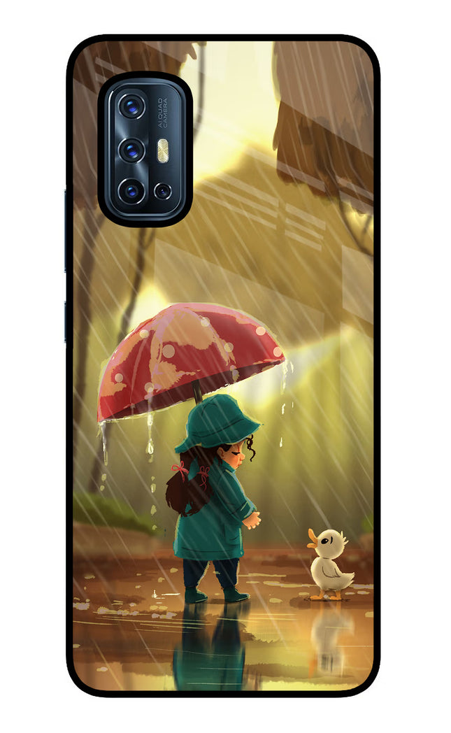 Rainy Day Vivo V17 Glass Case Back Cover by Casekaro