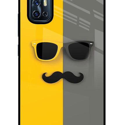 Sunglasses with Mustache Vivo V17 Glass Case Back Cover by Casekaro
