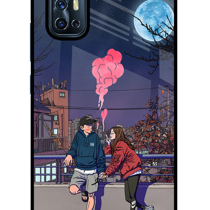 Chilling Couple Vivo V17 Glass Case Back Cover by Casekaro