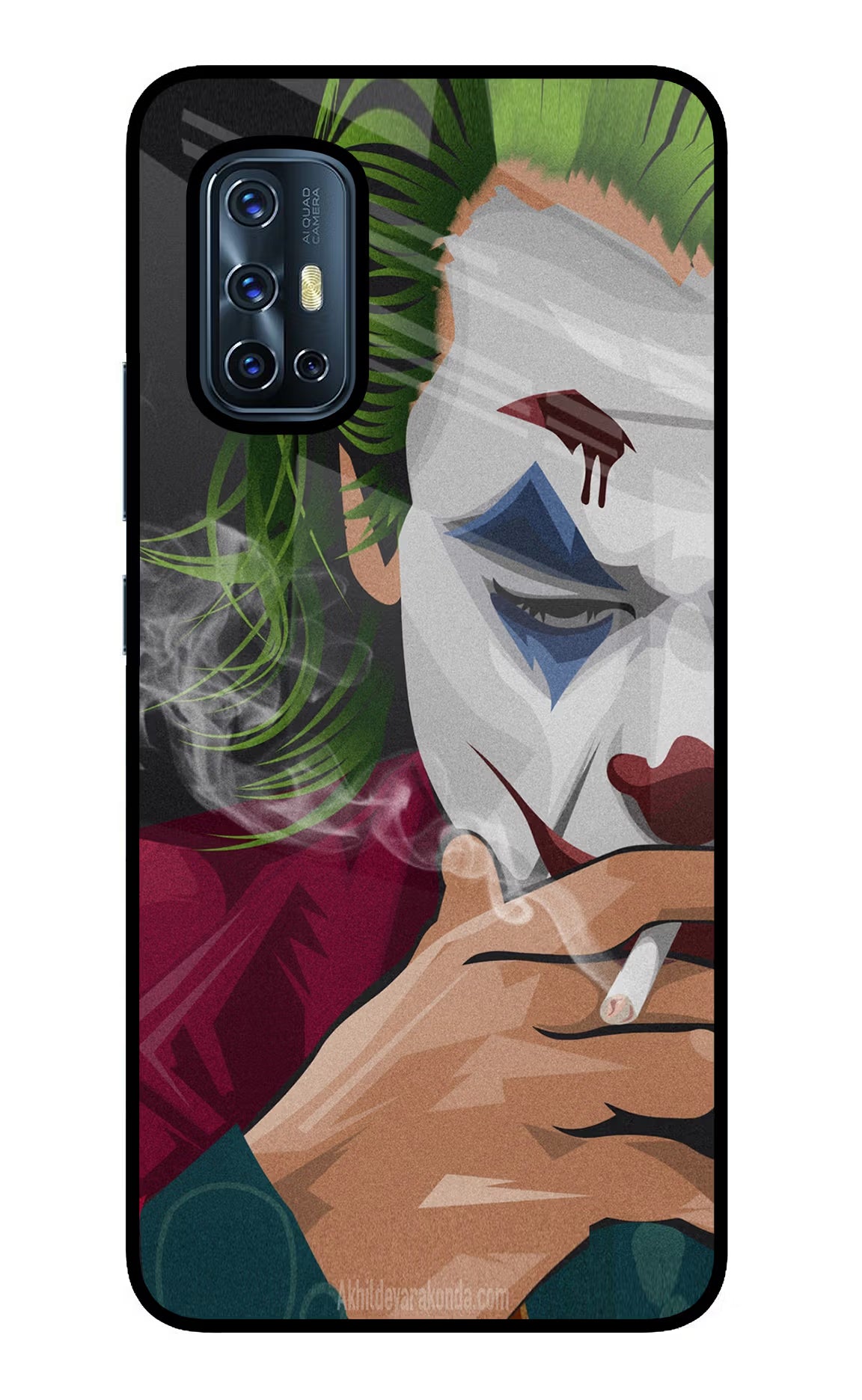 Joker Smoking Vivo V17 Glass Case Back Cover by Casekaro