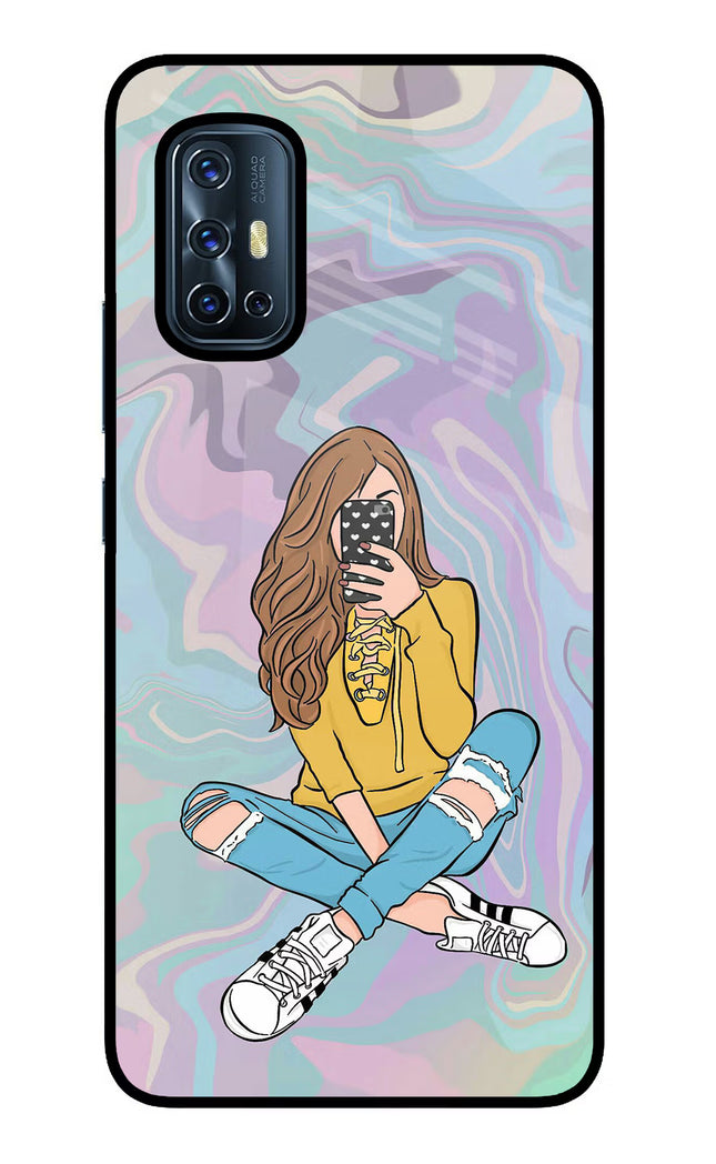 Selfie Girl Vivo V17 Glass Case Back Cover by Casekaro