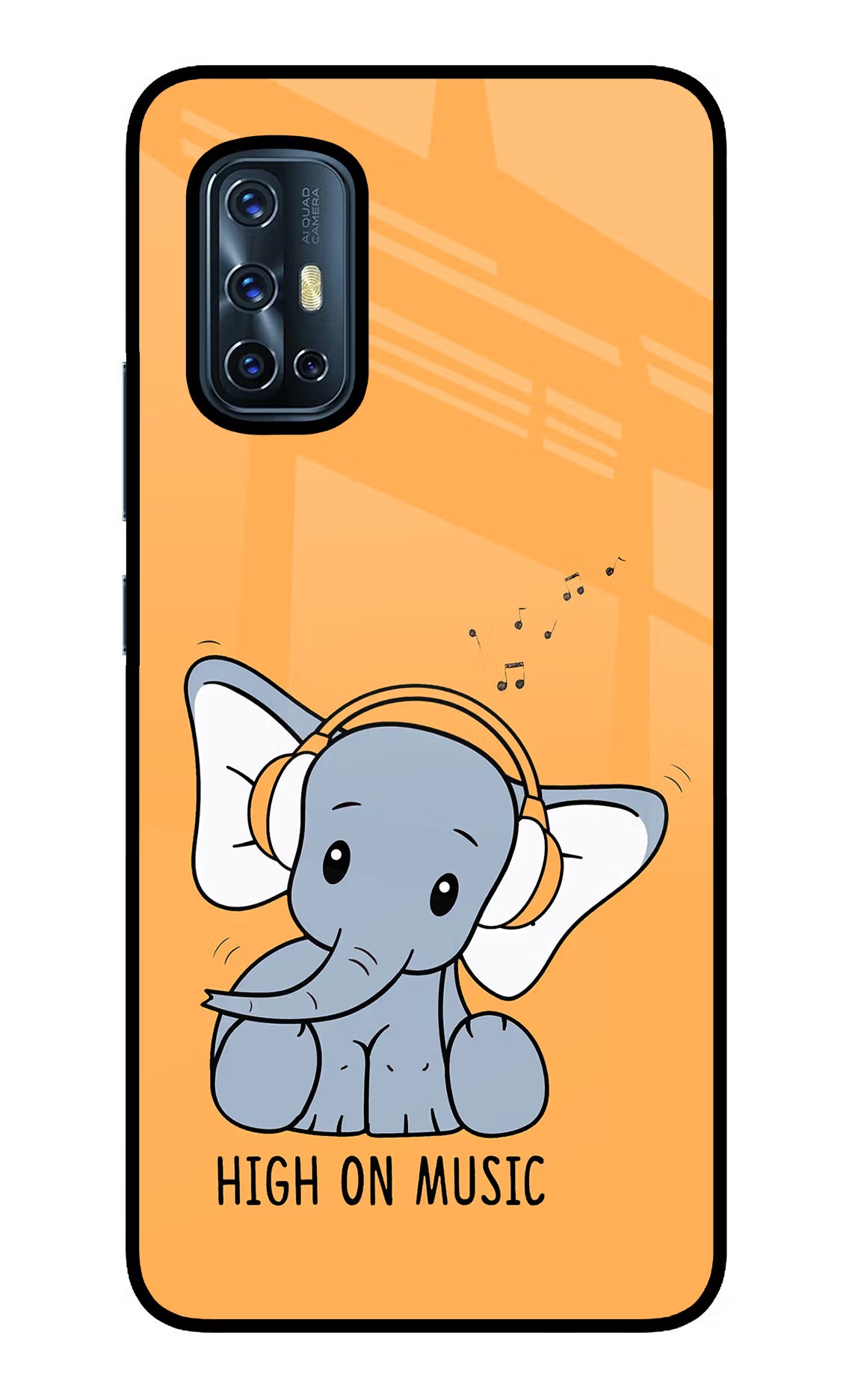 High On Music Vivo V17 Glass Case Back Cover by Casekaro