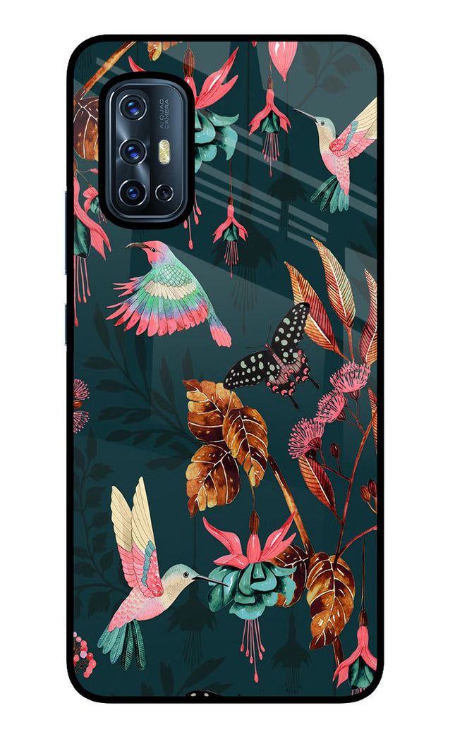 Birds Vivo V17 Glass Case Back Cover by Casekaro