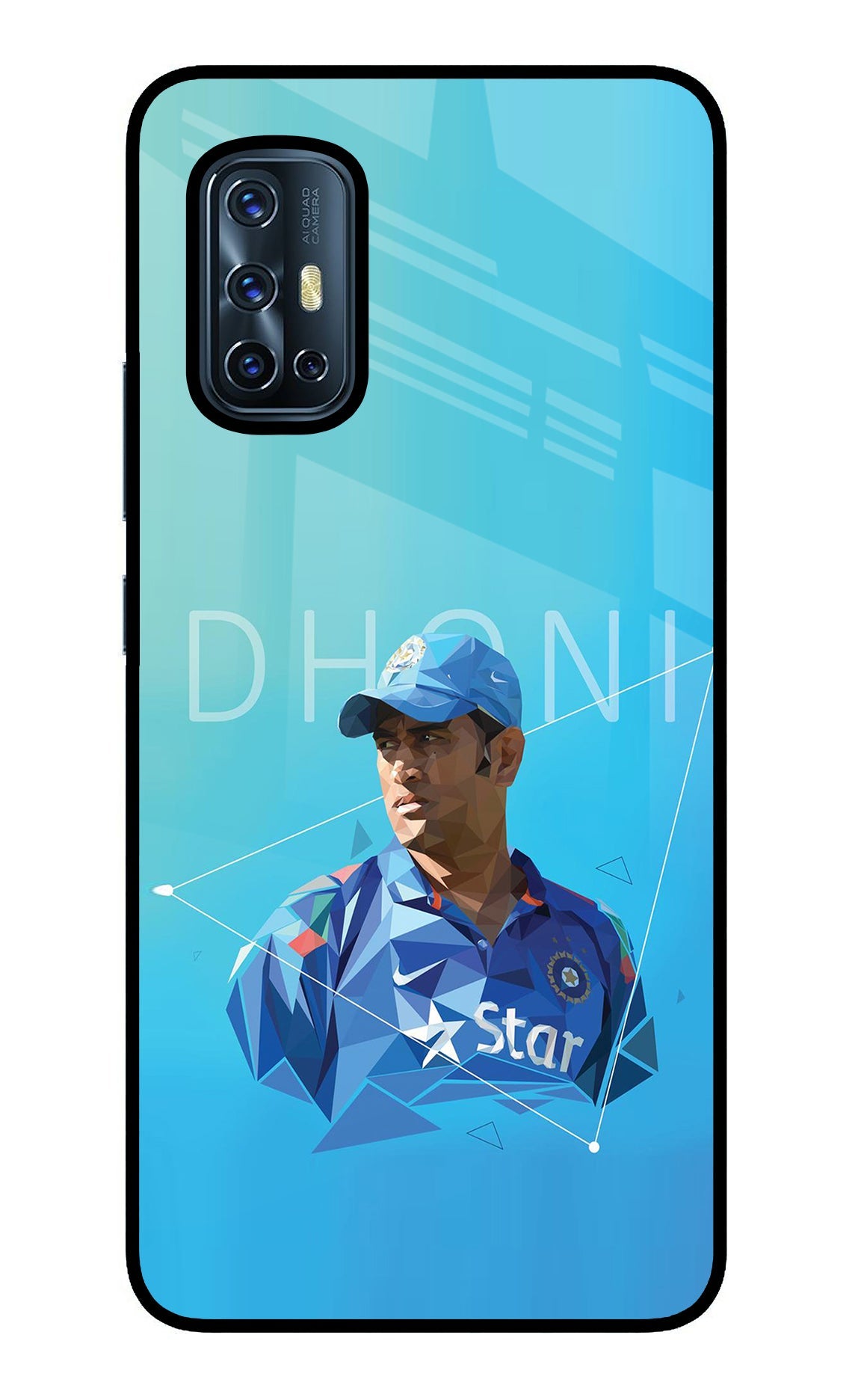 Dhoni Artwork Vivo V17 Glass Case