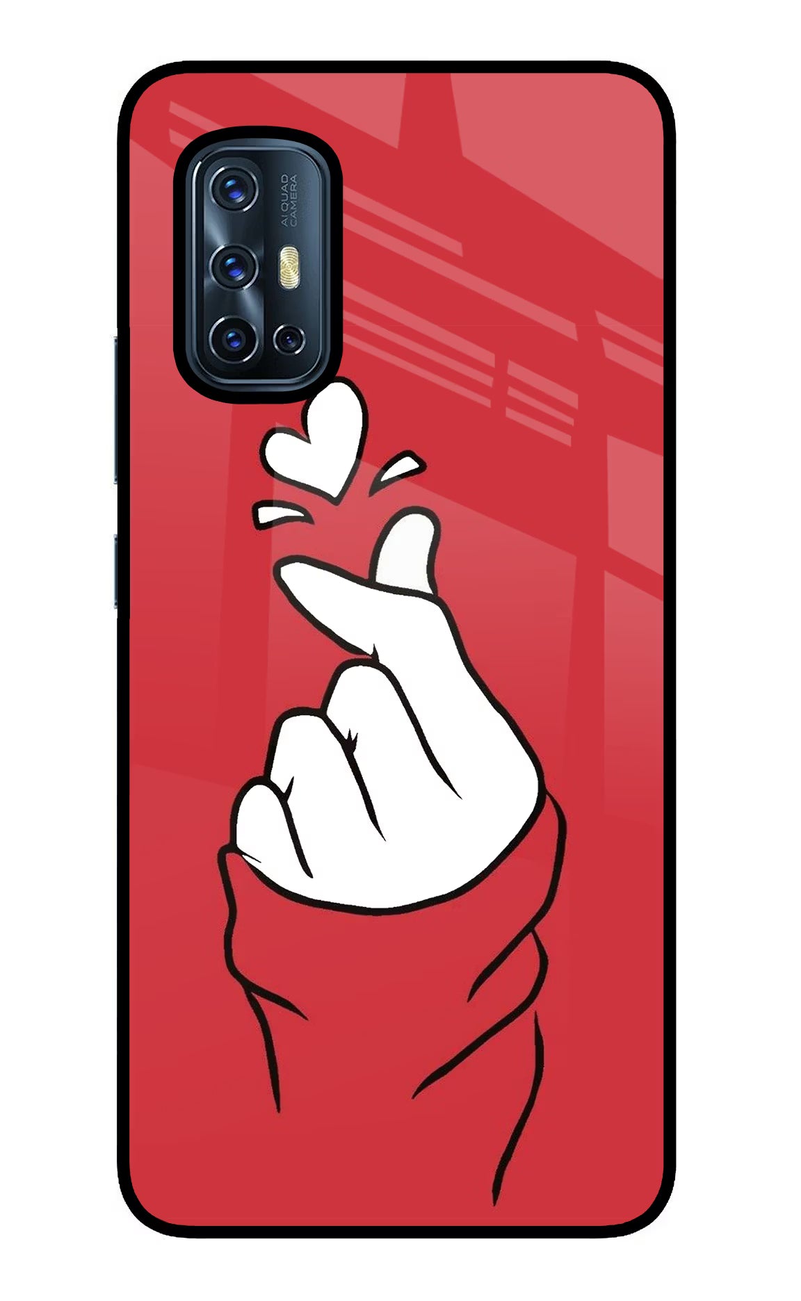 Korean Love Sign Vivo V17 Glass Case Back Cover by Casekaro