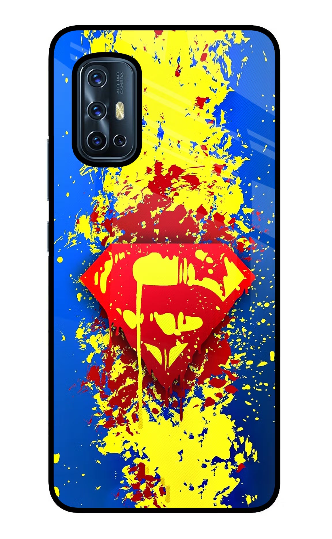 Superman logo Vivo V17 Glass Case Back Cover by Casekaro