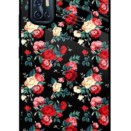 Rose Pattern Vivo V17 Glass Case Back Cover by Casekaro