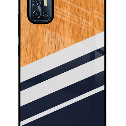 Blue and white wooden Vivo V17 Glass Case