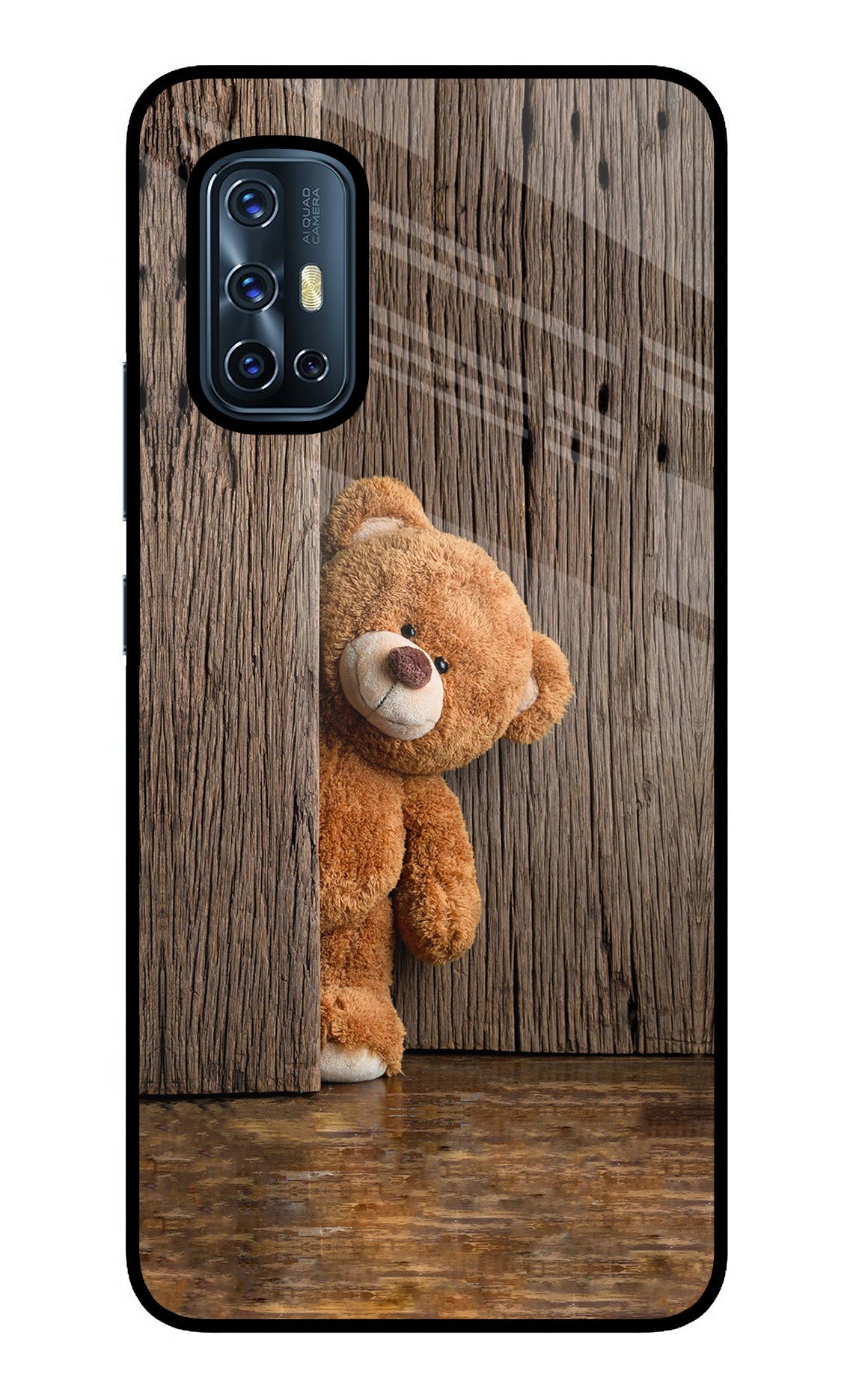 Teddy Wooden Vivo V17 Glass Case