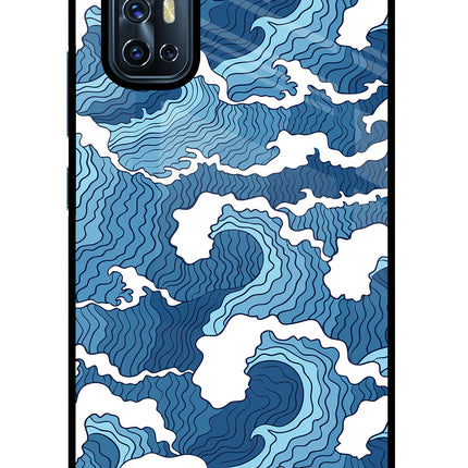 Blue Waves Vivo V17 Glass Case Back Cover by Casekaro