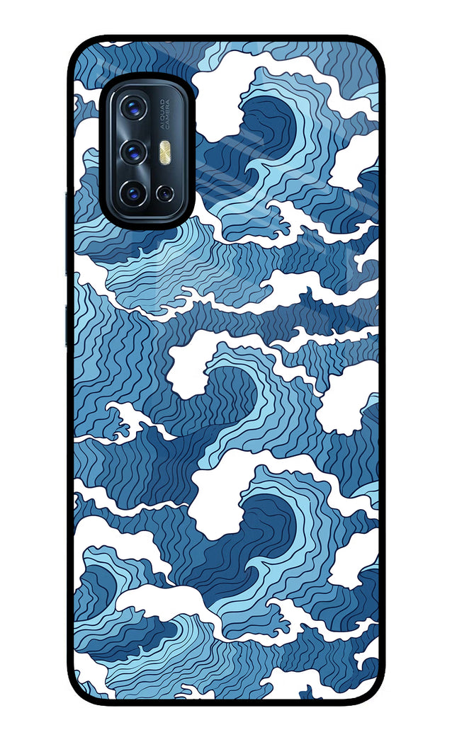 Blue Waves Vivo V17 Glass Case Back Cover by Casekaro