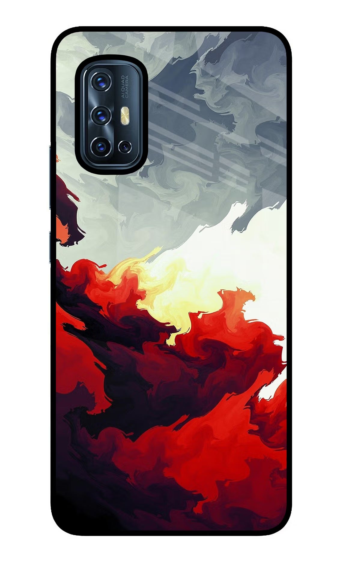 Fire Cloud Vivo V17 Glass Case Back Cover by Casekaro