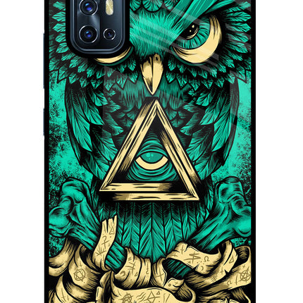 Green Owl Vivo V17 Glass Case Back Cover by Casekaro