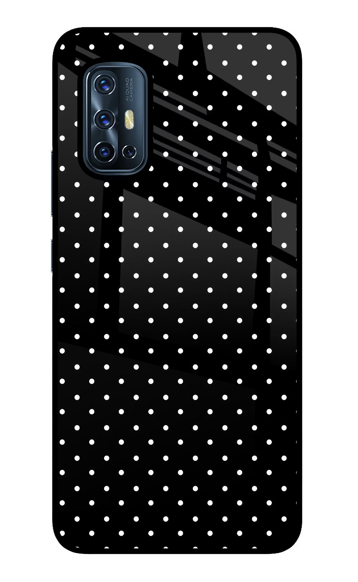 White Dots Vivo V17 Glass Case Back Cover by Casekaro