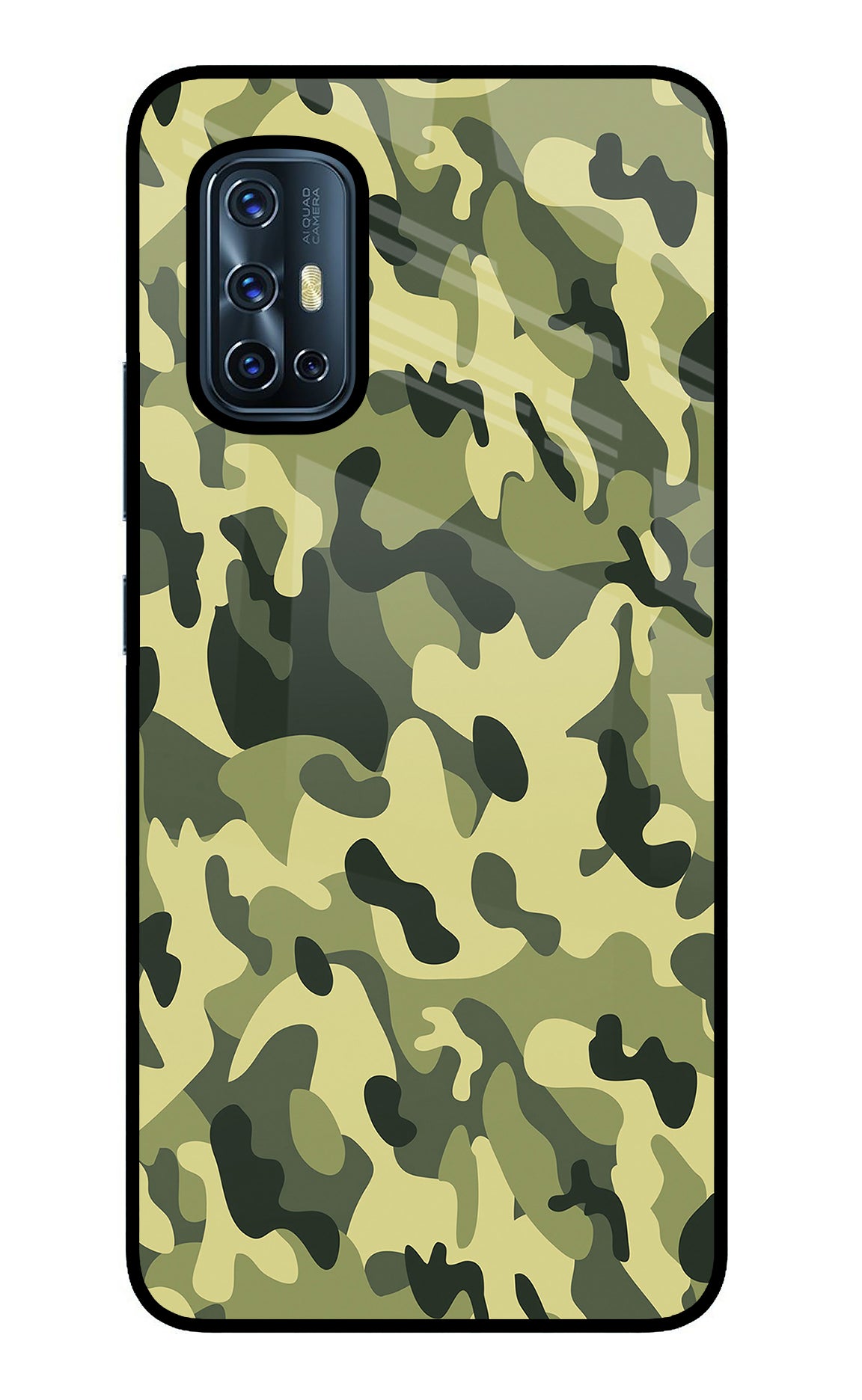 Camouflage Vivo V17 Glass Case