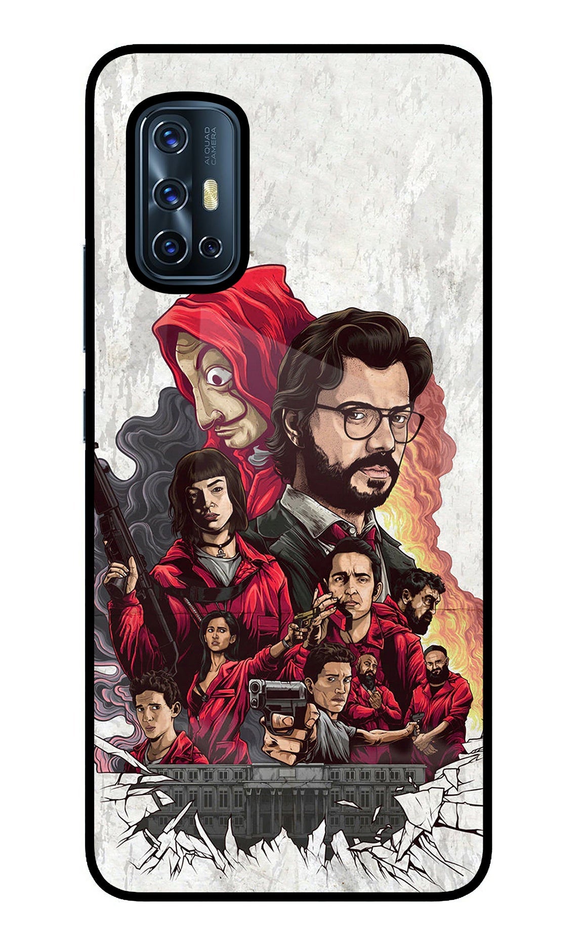 Money Heist Artwork Vivo V17 Glass Case