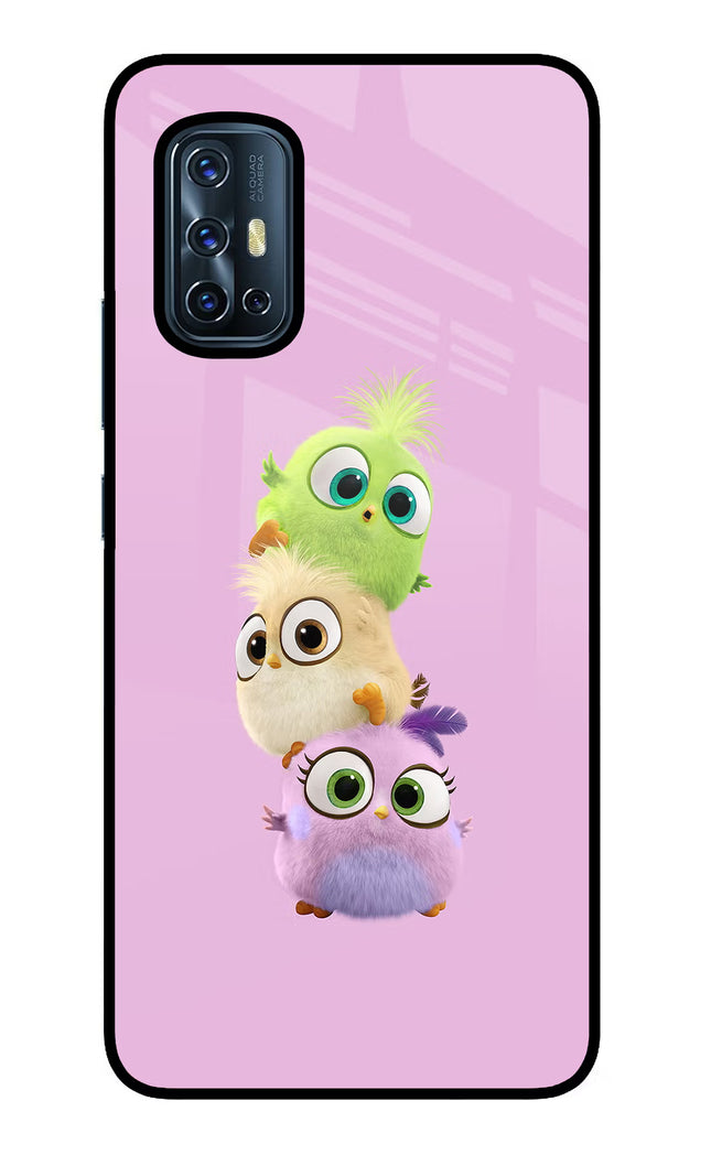 Cute Little Birds Vivo V17 Glass Case Back Cover by Casekaro