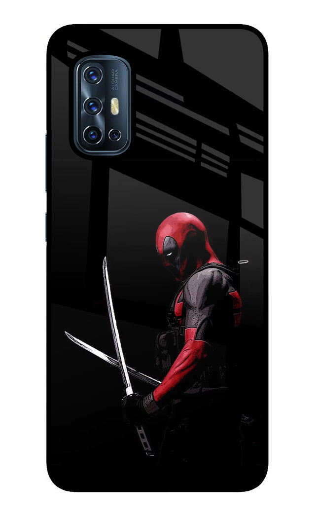 Deadpool Vivo V17 Glass Case Back Cover by Casekaro