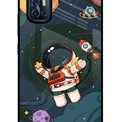 Cartoon Astronaut Vivo V17 Glass Case Back Cover by Casekaro