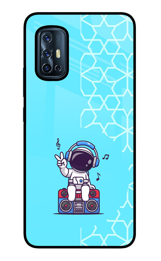 Cute Astronaut Chilling Vivo V17 Glass Case