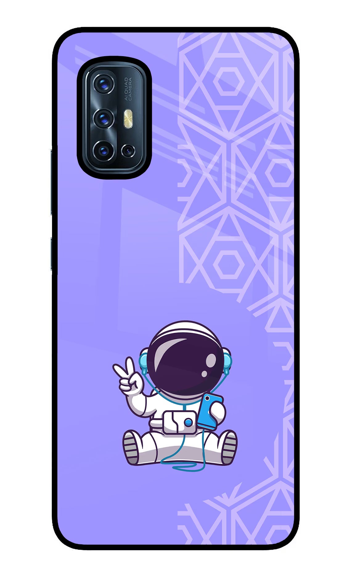 Cute Astronaut Chilling Vivo V17 Glass Case
