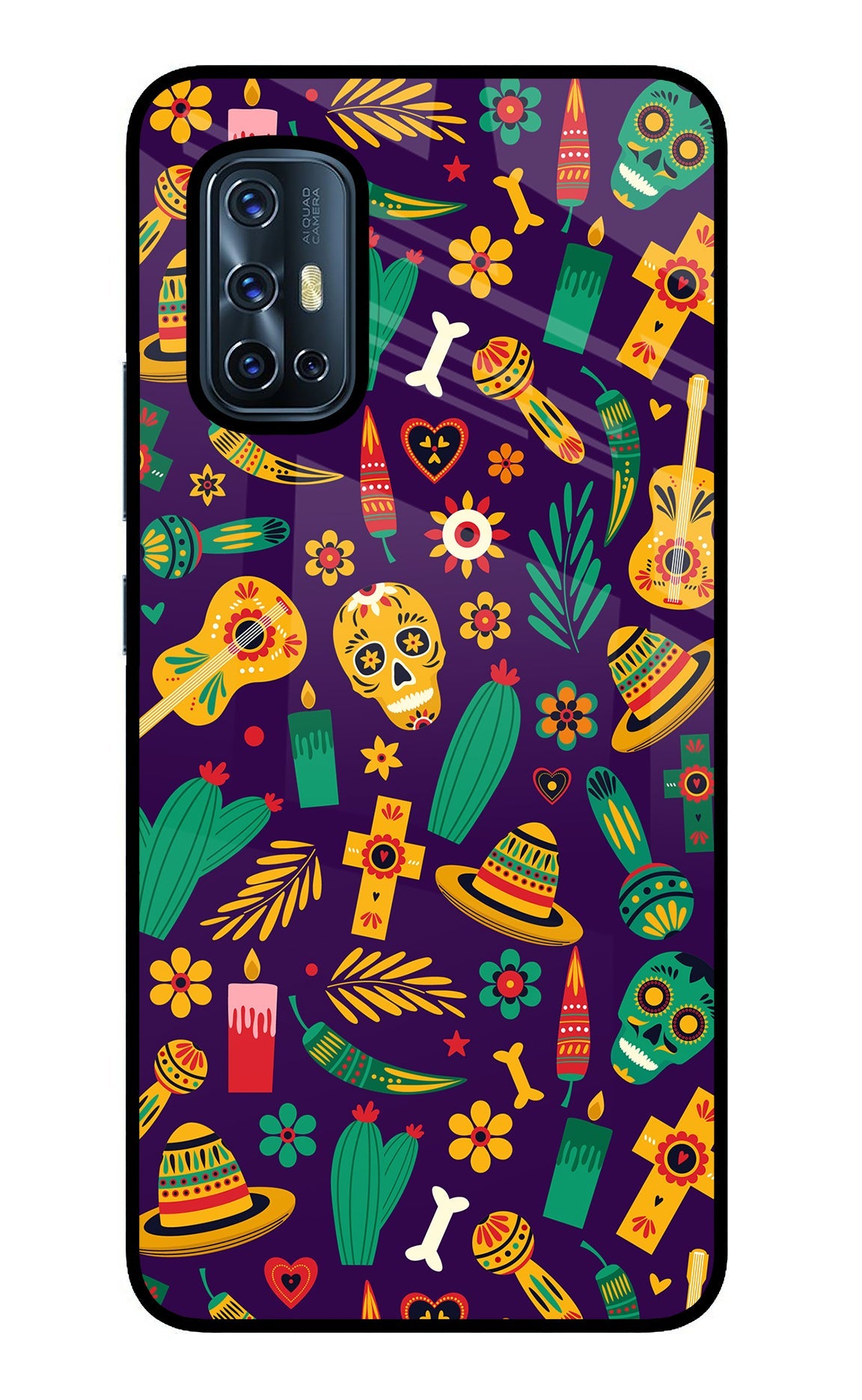 Mexican Artwork Vivo V17 Glass Case