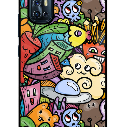 Veggie Doodle Vivo V17 Glass Case Back Cover by Casekaro