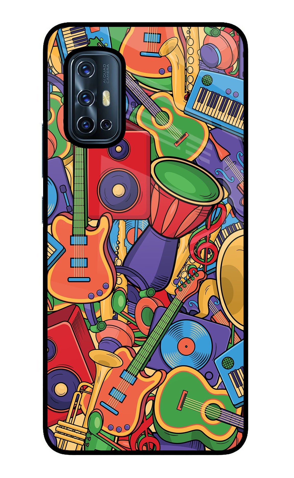 Music Instrument Doodle Vivo V17 Glass Case