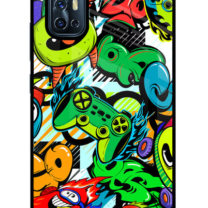 Game Doodle Vivo V17 Glass Case Back Cover by Casekaro