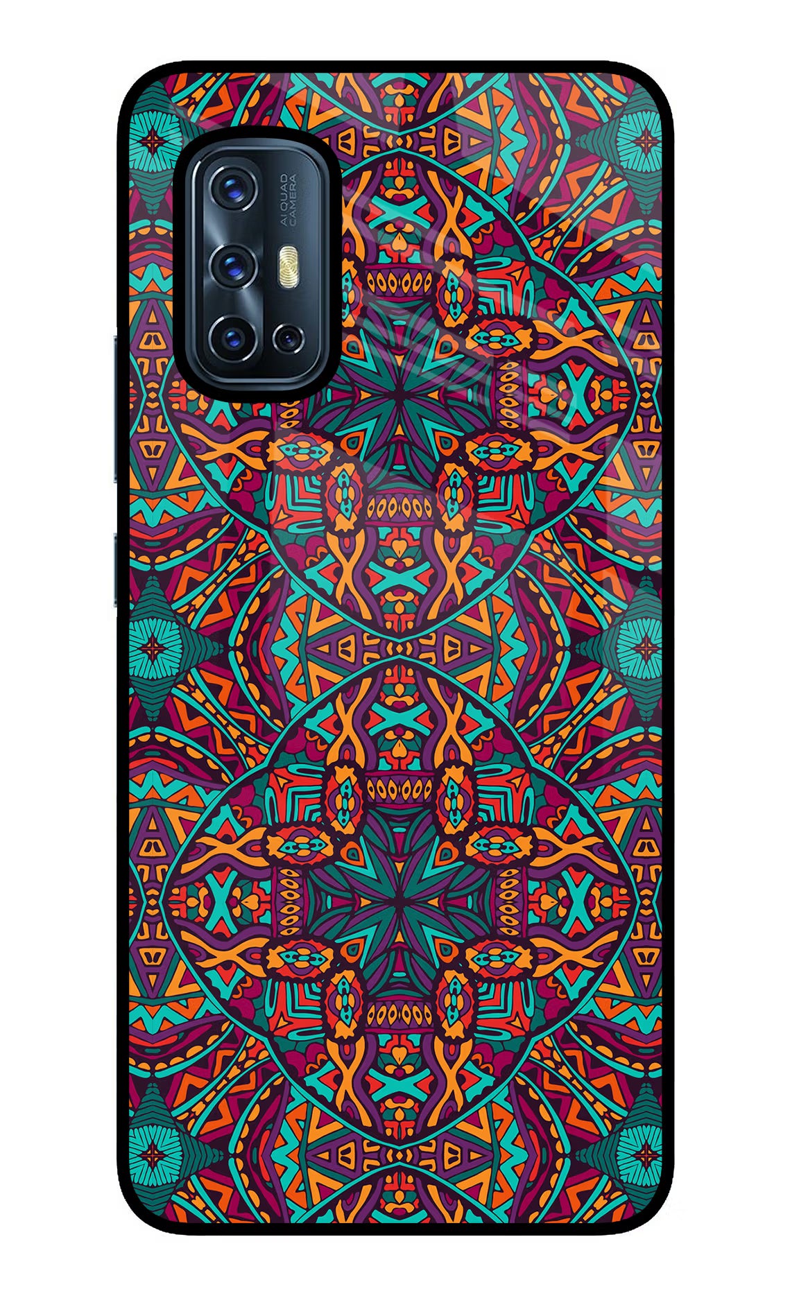 Colour Mandala Vivo V17 Glass Case Back Cover by Casekaro