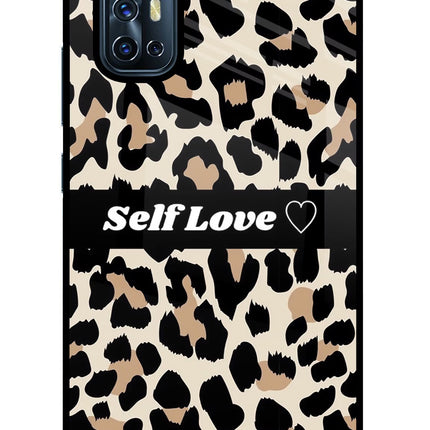 Leopard Print Self Love Vivo V17 Glass Case Back Cover by Casekaro