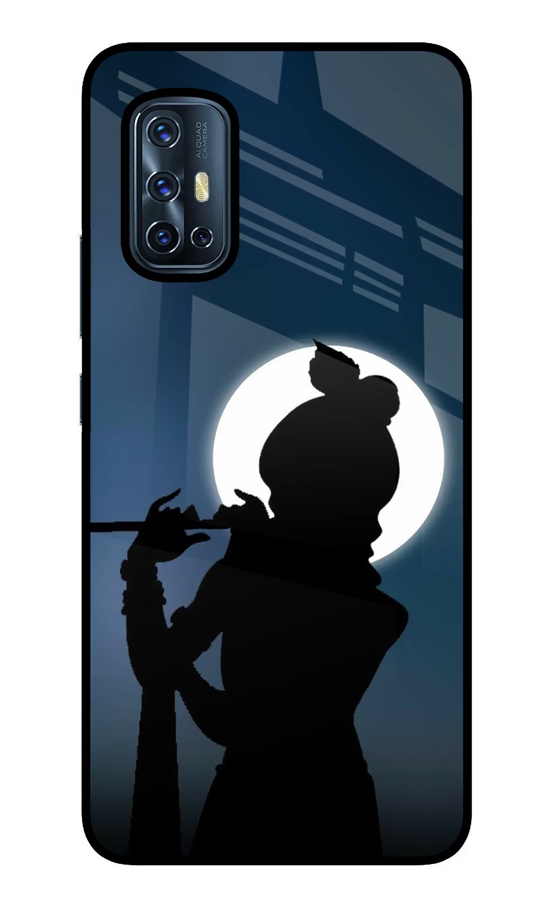 Shri Krishna Silhouette Vivo V17 Glass Case Back Cover by Casekaro