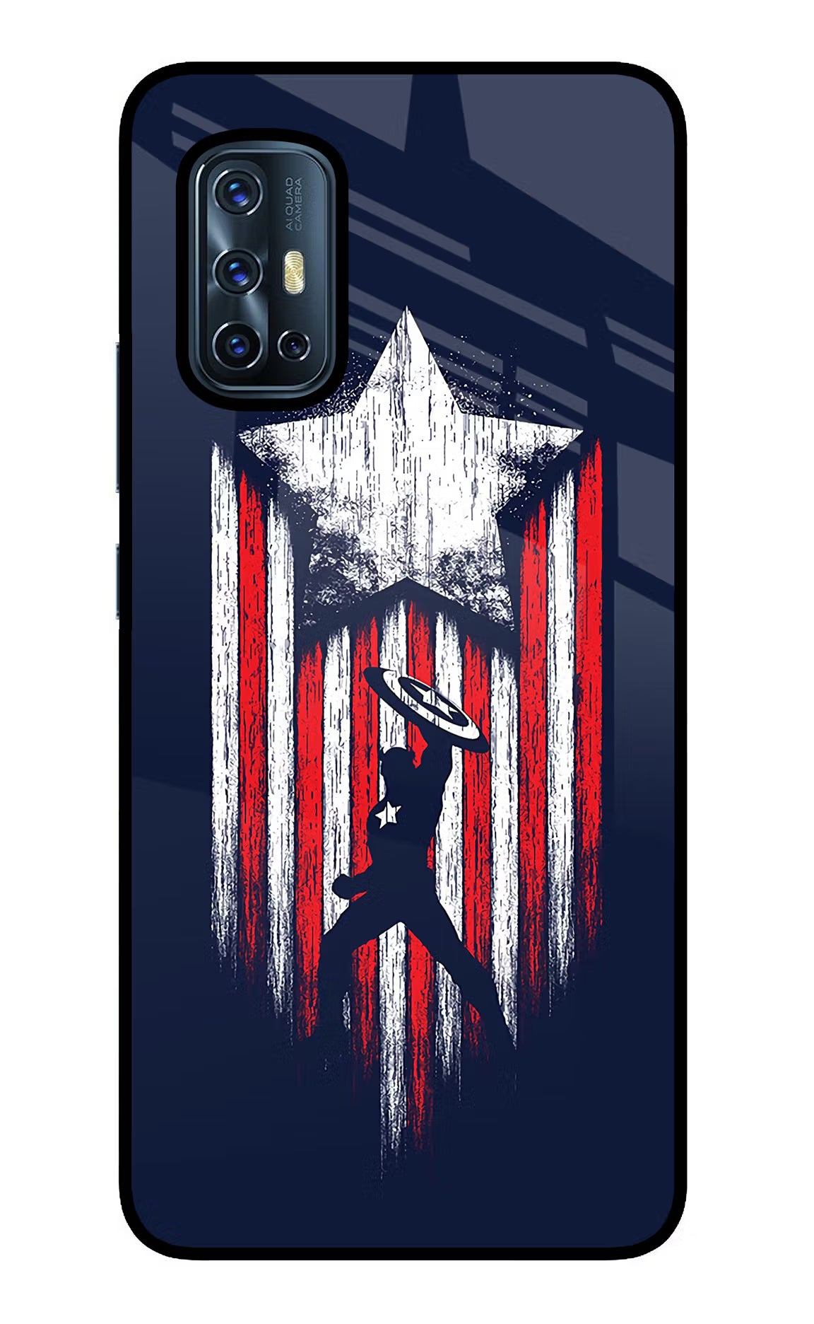 Captain America Marvel Art Vivo V17 Glass Case Back Cover by Casekaro