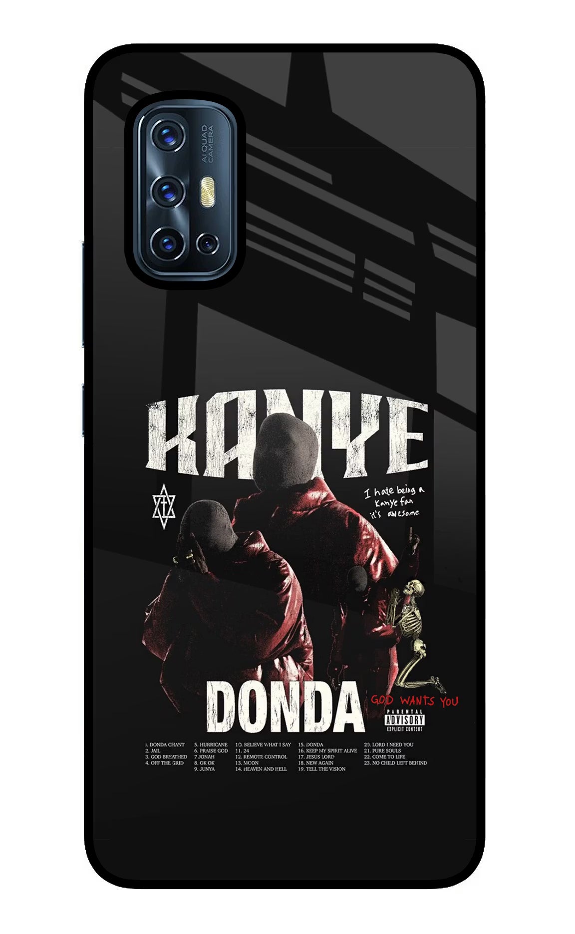 Donda Kanye West Vivo V17 Glass Case Back Cover by Casekaro