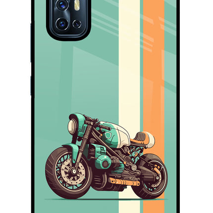 Striped Moto Drift Vivo V17 Glass Case