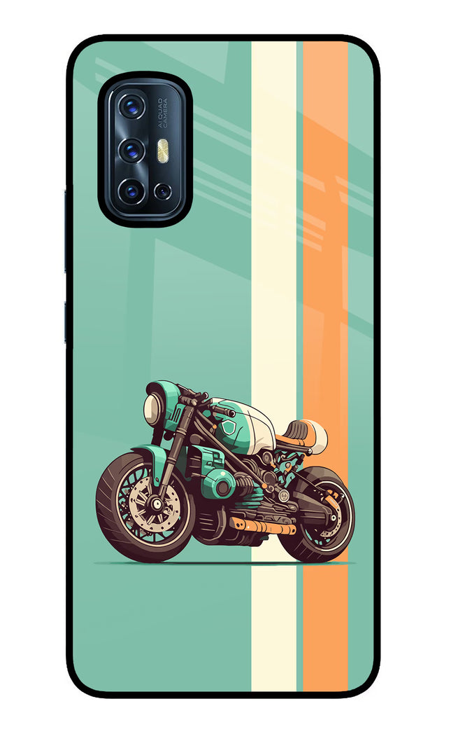Striped Moto Drift Vivo V17 Glass Case