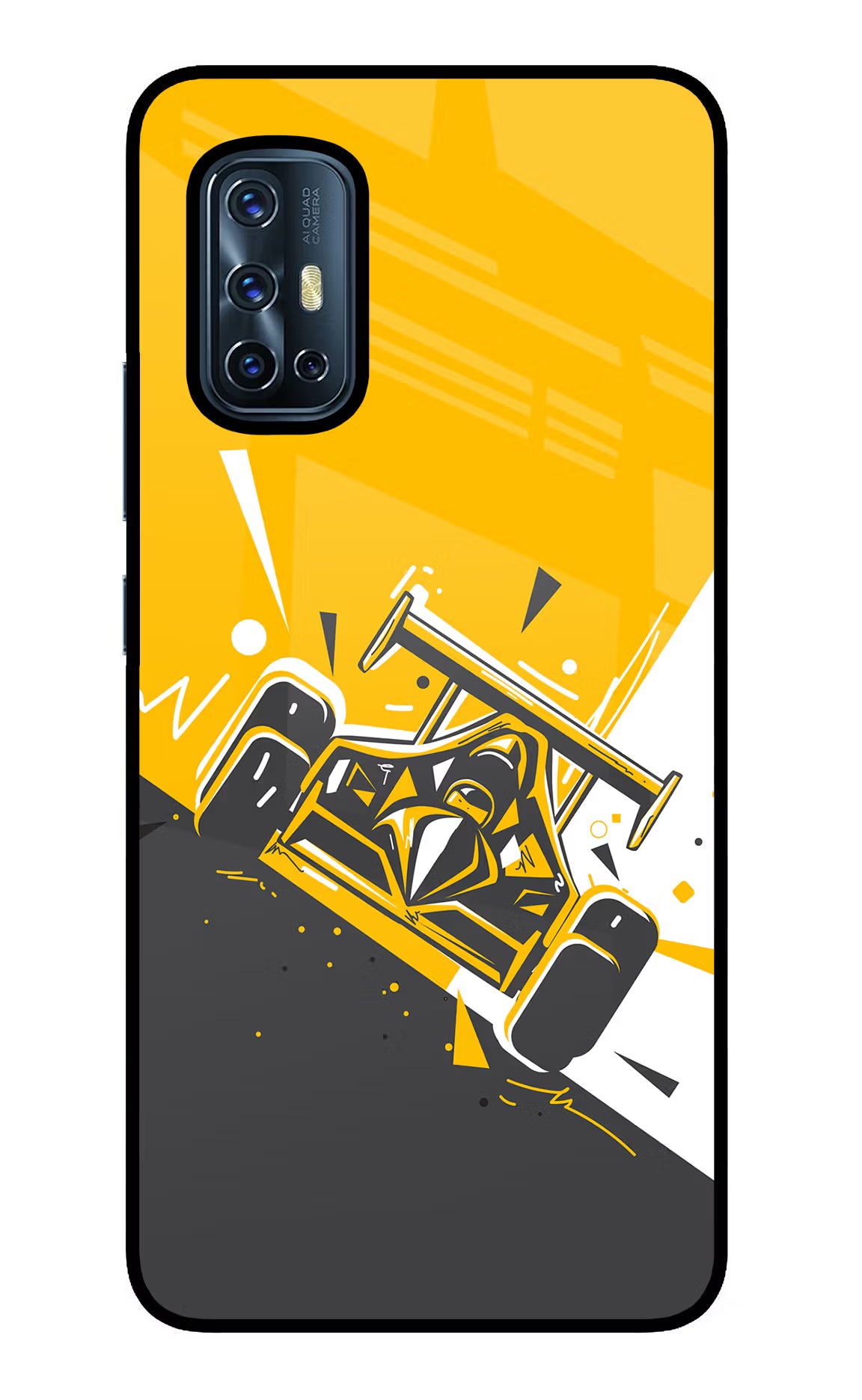 Track King Vivo V17 Glass Case Back Cover by Casekaro
