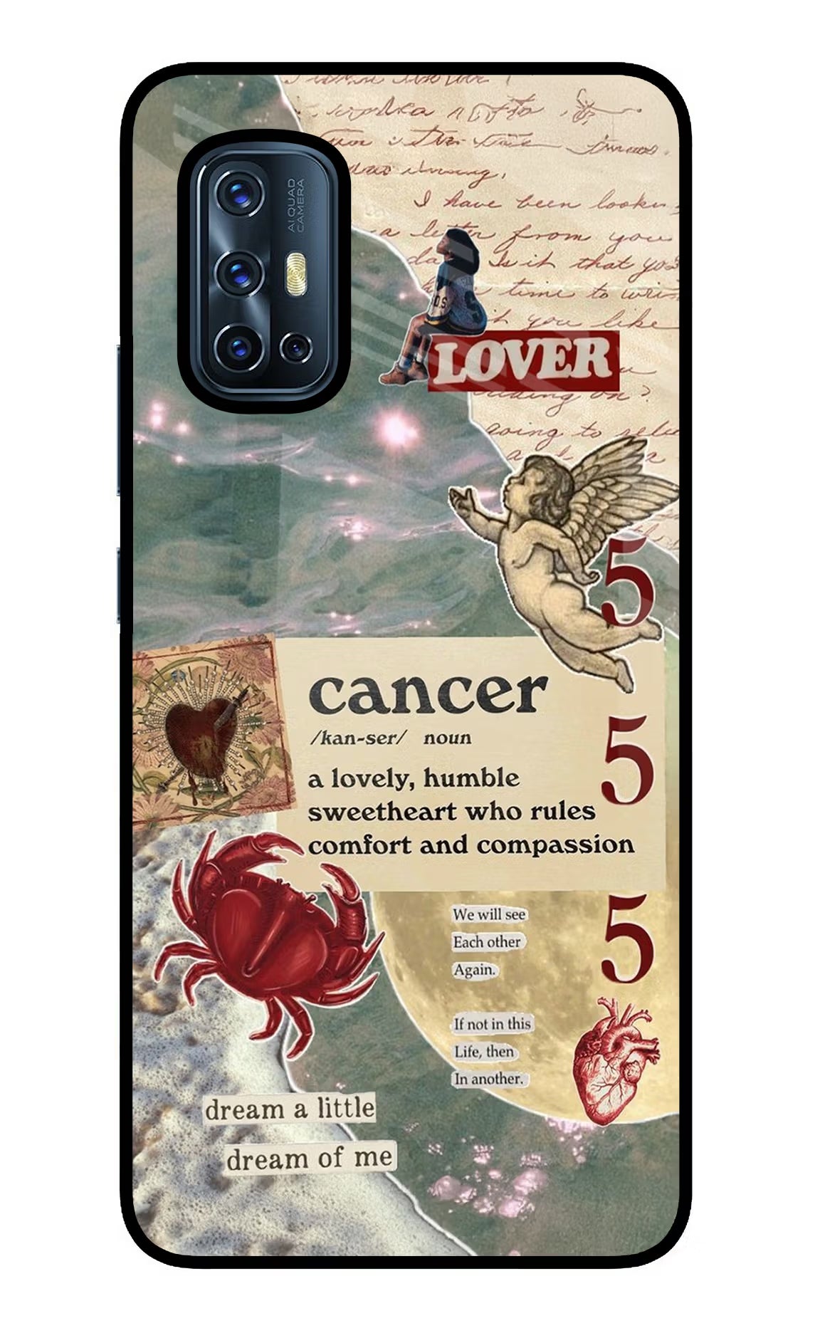 Cancer Zodiac Vivo V17 Glass Case Back Cover by Casekaro