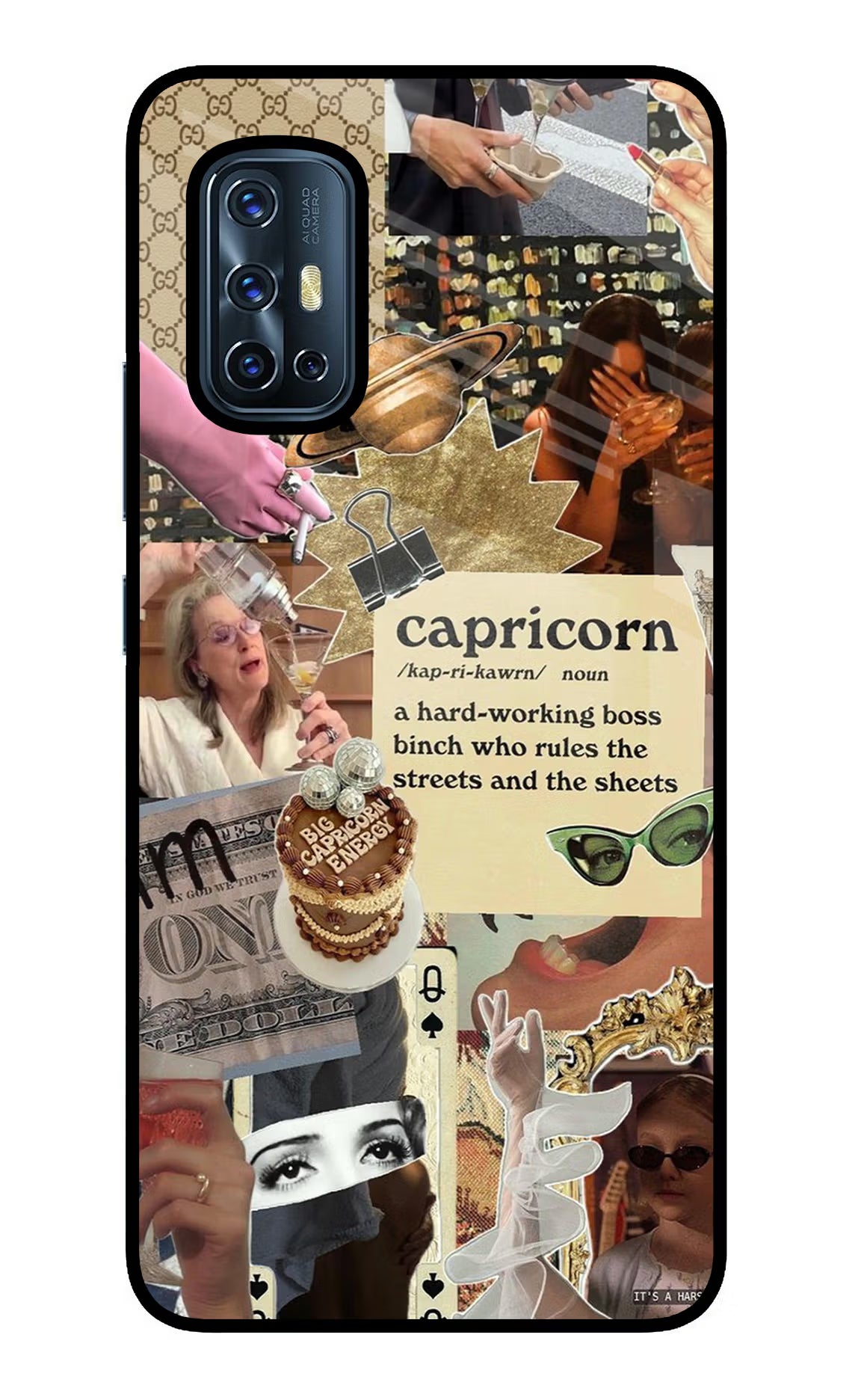 Capricorn Zodiac Vivo V17 Glass Case Back Cover by Casekaro