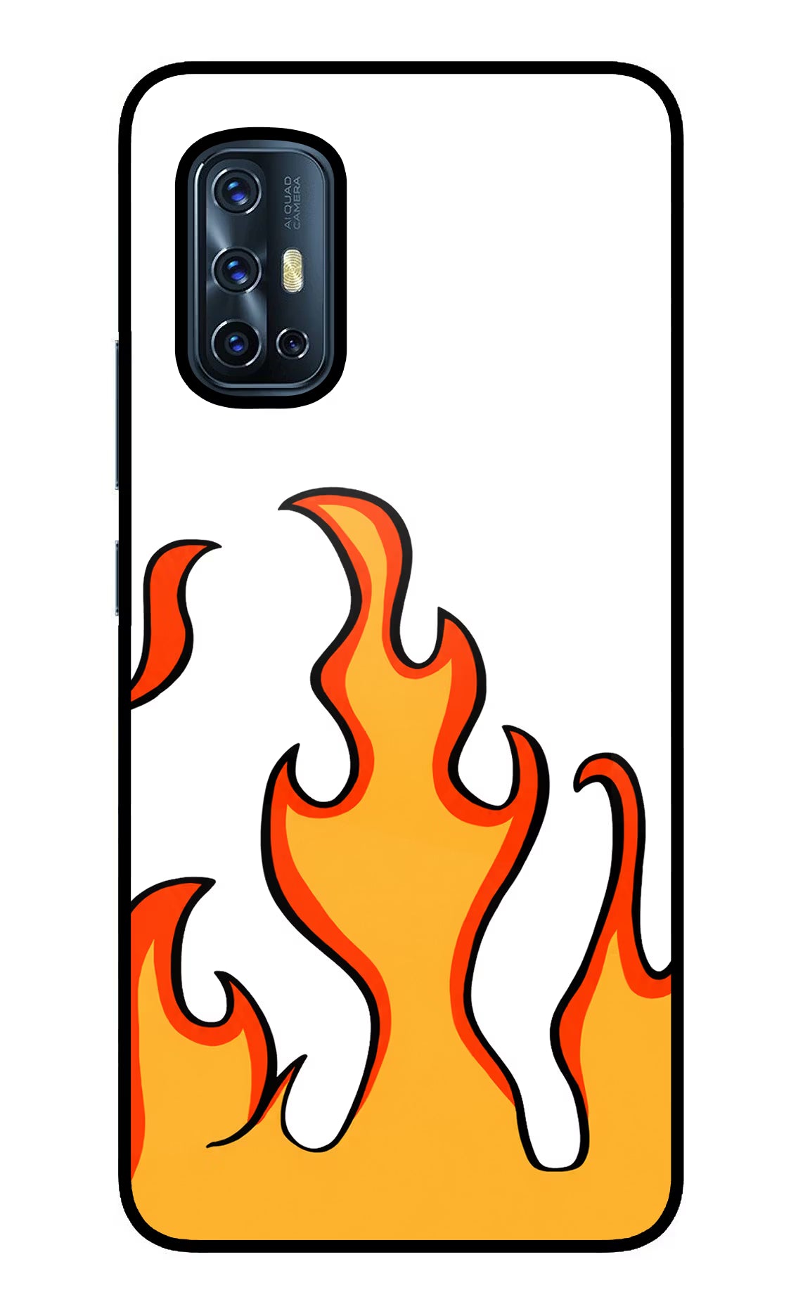 Fired Up – White Vivo V17 Glass Case Back Cover by Casekaro