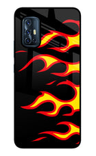 Side Sweep Flames Vivo V17 Glass Case