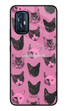 Pink Cats Vivo V17 Glass Case