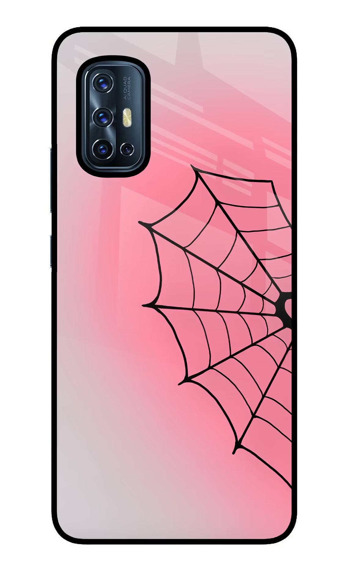Pink Web Vivo V17 Glass Case