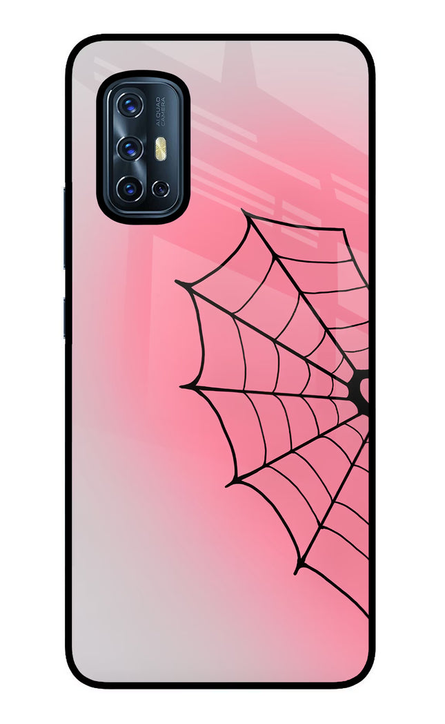 Pink Web Vivo V17 Glass Case