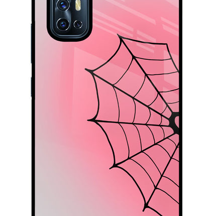 Pink Web Vivo V17 Glass Case Back Cover by Casekaro