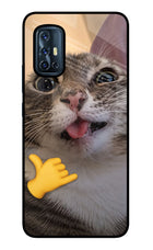Silly Cat Call Vivo V17 Glass Case