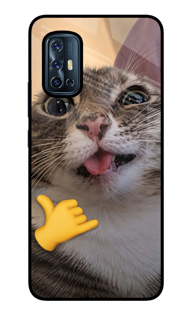 Silly Cat Call Vivo V17 Glass Case